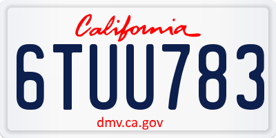 CA license plate 6TUU783