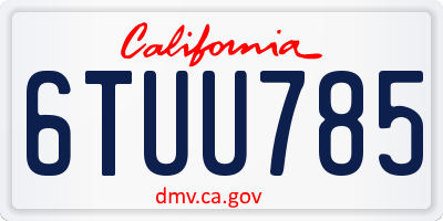 CA license plate 6TUU785