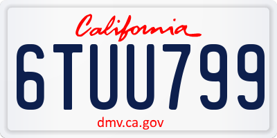 CA license plate 6TUU799
