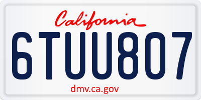 CA license plate 6TUU807