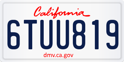CA license plate 6TUU819