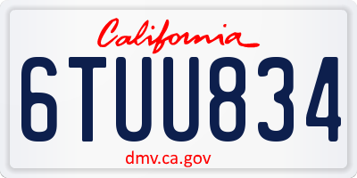 CA license plate 6TUU834