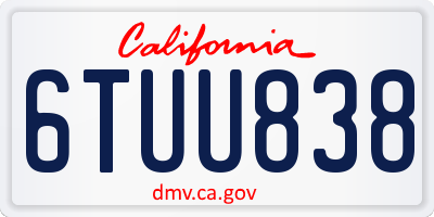 CA license plate 6TUU838
