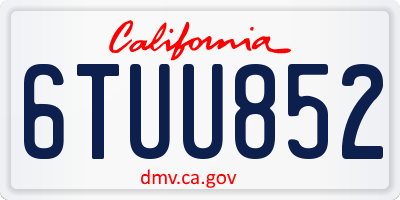 CA license plate 6TUU852