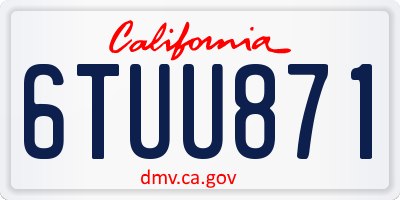 CA license plate 6TUU871