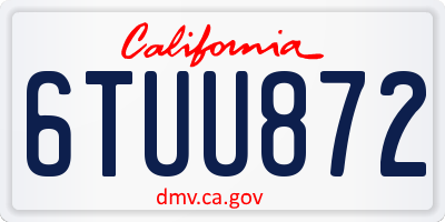 CA license plate 6TUU872