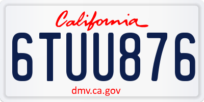 CA license plate 6TUU876