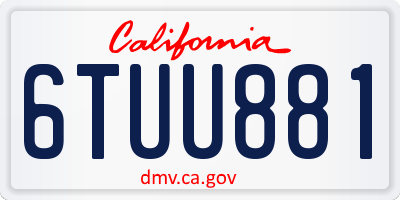 CA license plate 6TUU881
