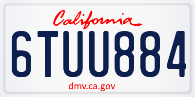 CA license plate 6TUU884