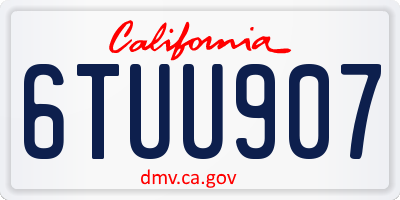 CA license plate 6TUU907