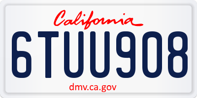 CA license plate 6TUU908