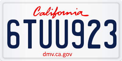 CA license plate 6TUU923