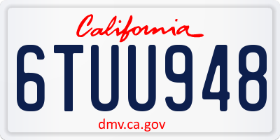 CA license plate 6TUU948
