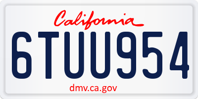 CA license plate 6TUU954