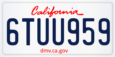 CA license plate 6TUU959