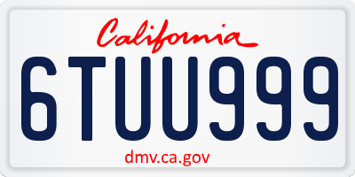 CA license plate 6TUU999