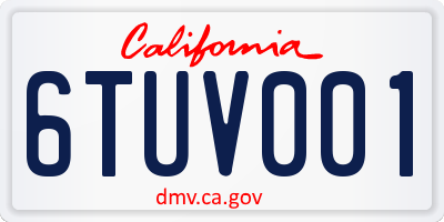 CA license plate 6TUV001