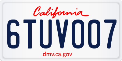 CA license plate 6TUV007