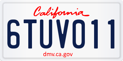 CA license plate 6TUV011