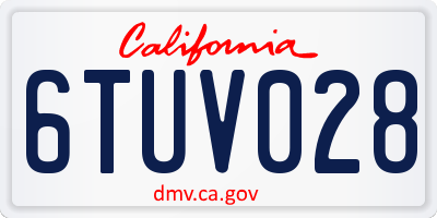 CA license plate 6TUV028