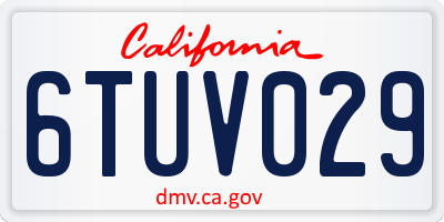 CA license plate 6TUV029