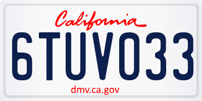 CA license plate 6TUV033