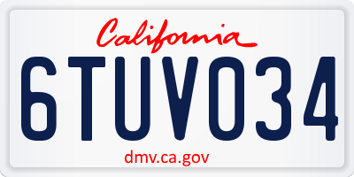 CA license plate 6TUV034