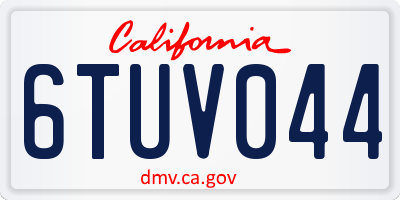 CA license plate 6TUV044