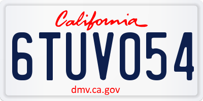 CA license plate 6TUV054