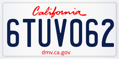 CA license plate 6TUV062