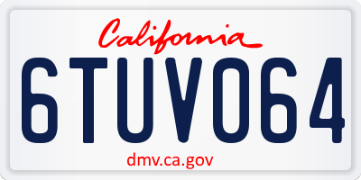 CA license plate 6TUV064