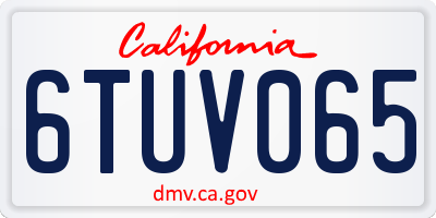 CA license plate 6TUV065