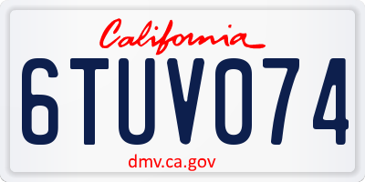 CA license plate 6TUV074