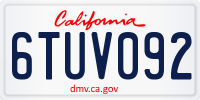 CA license plate 6TUV092