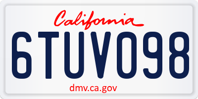 CA license plate 6TUV098