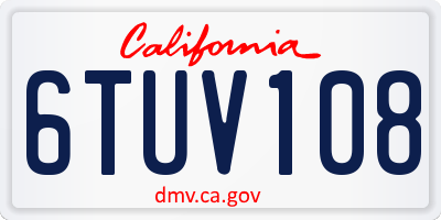 CA license plate 6TUV108