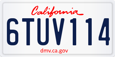 CA license plate 6TUV114