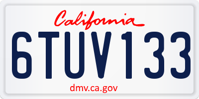 CA license plate 6TUV133