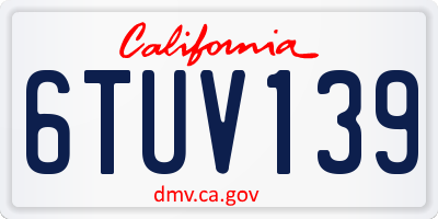 CA license plate 6TUV139