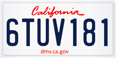 CA license plate 6TUV181