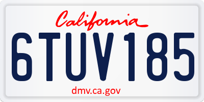 CA license plate 6TUV185