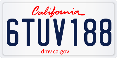 CA license plate 6TUV188
