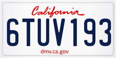 CA license plate 6TUV193