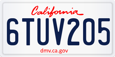 CA license plate 6TUV205