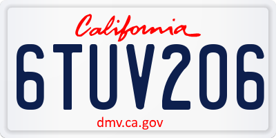 CA license plate 6TUV206