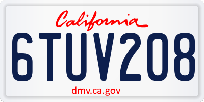 CA license plate 6TUV208