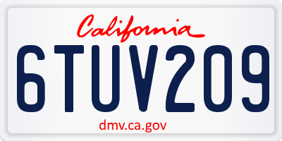 CA license plate 6TUV209
