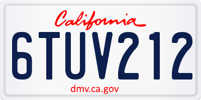 CA license plate 6TUV212