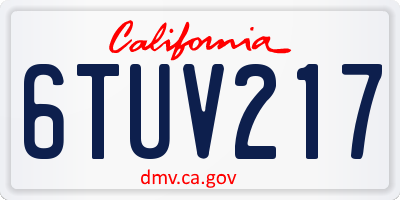 CA license plate 6TUV217