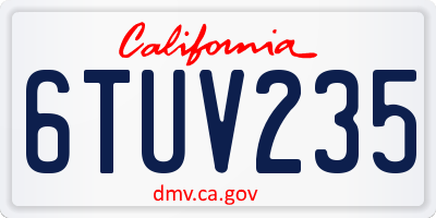 CA license plate 6TUV235